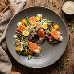 Salmon & soft-egg salad